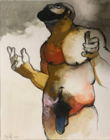Dessin intitulée "L'homme qui demanda…" par Hugo Bartoli, Œuvre d'art originale, Acrylique