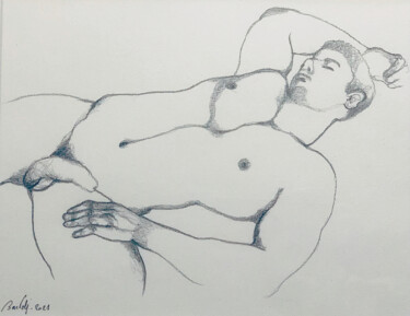 Desenho intitulada "Young man discovery" por Hugo Bartoli, Obras de arte originais, Carvão