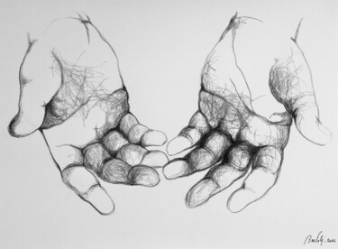Dessin intitulée "GIVE" par Hugo Bartoli, Œuvre d'art originale, Fusain