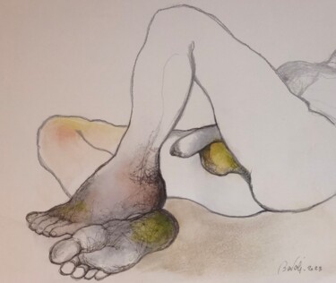 Рисунок под названием "Pieds" - Hugo Bartoli, Подлинное произведение искусства, Древесный уголь
