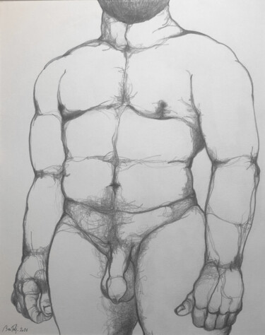 Drawing titled "Aging" by Hugo Bartoli, Original Artwork, Charcoal