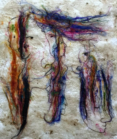 Peinture intitulée "âmes en équilibre." par Hugo Bartoli, Œuvre d'art originale, Fil