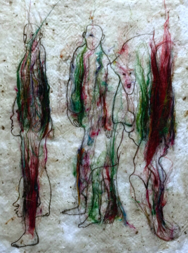 Картина под названием "Ames élues" - Hugo Bartoli, Подлинное произведение искусства, Текстильное волокно