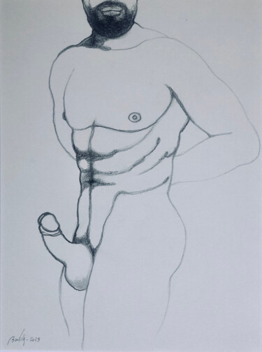 Рисунок под названием "Nice to meet you" - Hugo Bartoli, Подлинное произведение искусства, Древесный уголь