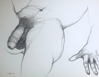 Рисунок под названием "Asleep" - Hugo Bartoli, Подлинное произведение искусства, Древесный уголь
