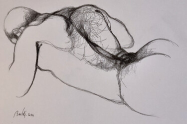 Drawing titled "Au creux de tes rei…" by Hugo Bartoli, Original Artwork, Charcoal