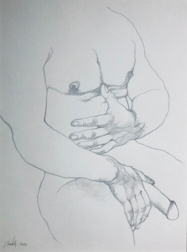 Рисунок под названием "Holding" - Hugo Bartoli, Подлинное произведение искусства, Древесный уголь