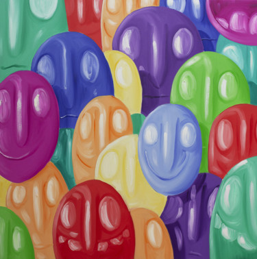 Social distancing #8 Peinture intitulée "Social distancing #8" par Labaud, Œuvre d'art originale, Huile Monté sur Châssis