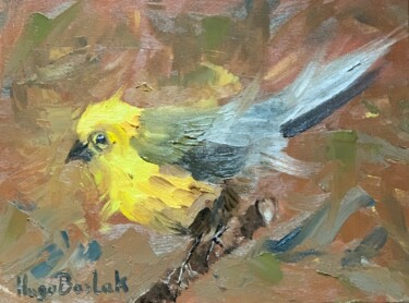 Schilderij getiteld "Yellow bird" door Hugo Boslak, Origineel Kunstwerk, Olie