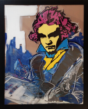 Pintura titulada "Ludwig van Beethoven" por Hugo Brissaud, Obra de arte original, Acrílico Montado en Bastidor de camilla de…