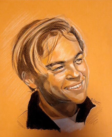 图画 标题为“Leonardo DiCaprio” 由Hugo Caron, 原创艺术品, 粉彩