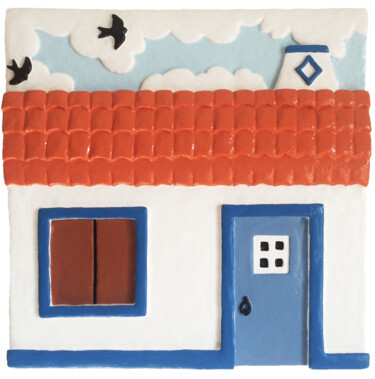 Γλυπτική με τίτλο "É uma casa alenteja…" από Hugo Castilho, Αυθεντικά έργα τέχνης, Ακρυλικό Τοποθετήθηκε στο Ξύλινο φορείο σ…