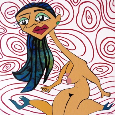 Pintura titulada "Salto-alto partido" por Hugo Castilho, Obra de arte original, Acrílico Montado en Bastidor de camilla de m…