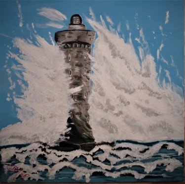 Coup de vagues sur le phare Painting titled "Coup de vagues sur…" by Gimar, Original Art, Acrylic