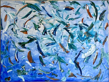 Painting titled "La pêche" by Hugo Morata, Original Artwork, Acrylic