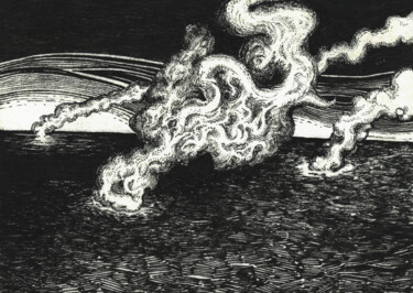 Tekening getiteld "THRICE BURNT THE SE…" door Hugo Simon, Origineel Kunstwerk, Inkt