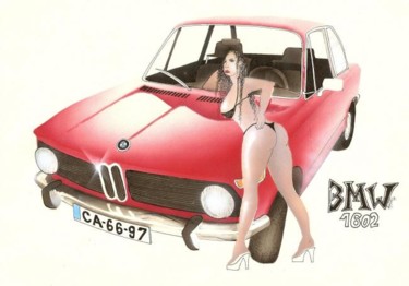 Painting titled "BMW 1602" by Hugo Lúcio, Original Artwork