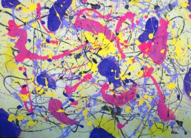 Painting titled "yellow, pink and bl…" by Hugo Ruggiero "Hr", Original Artwork