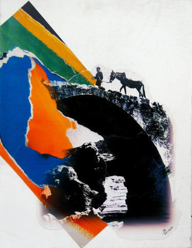 Collages getiteld "Pont" door Hugues Elbe, Origineel Kunstwerk, Collages