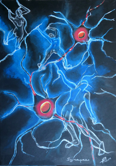 Painting titled "Synapses" by Hugues Elbe, Original Artwork, Acrylic