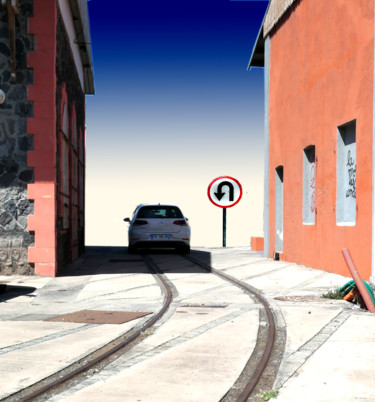 Digitale Kunst getiteld "U-turn" door Hugues Elbe, Origineel Kunstwerk, Foto Montage