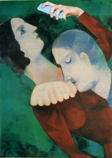 Arts numériques intitulée "Chagall les amoureux" par Hugues Elbe, Œuvre d'art originale, Photo montage