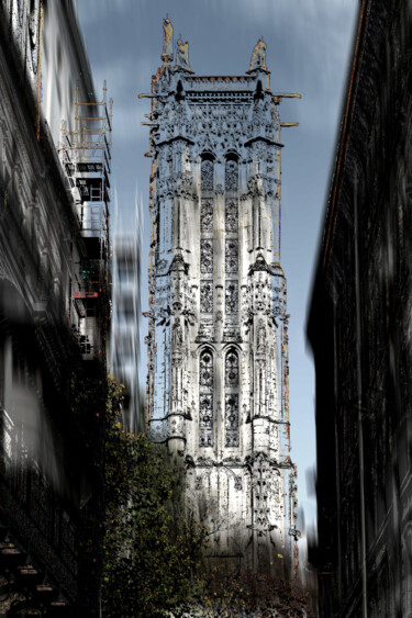 Photographie intitulée "Tour Saint Jacques" par Hugues Elbe, Œuvre d'art originale, Photographie numérique