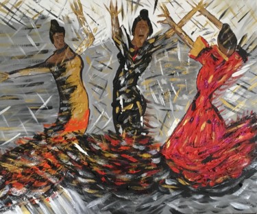 Peinture intitulée "flamenco" par Hugues Gravouil, Œuvre d'art originale, Acrylique