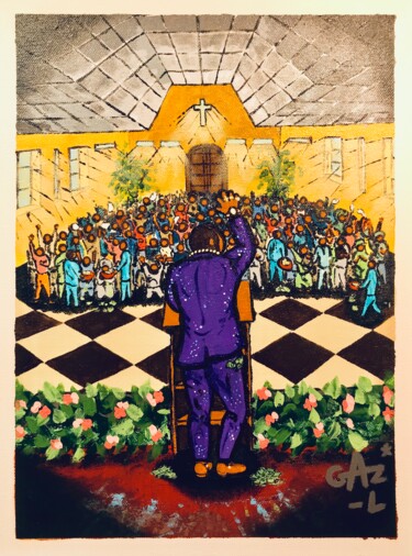 Schilderij getiteld "Ukweli 2.0" door Hugues Matumona, Origineel Kunstwerk, Acryl