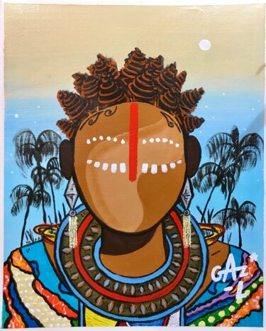 Картина под названием "Uzuri Bantou" - Hugues Matumona, Подлинное произведение искусства, Акрил