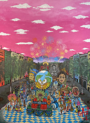 Картина под названием "Carnaval" - Hugues Matumona, Подлинное произведение искусства, Акрил