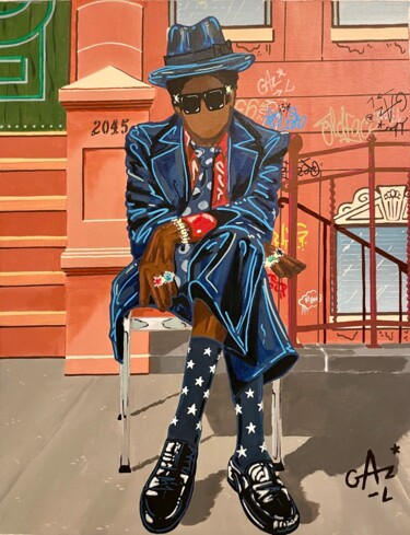 Malerei mit dem Titel "DANDY DJINO" von Hugues Matumona, Original-Kunstwerk, Acryl