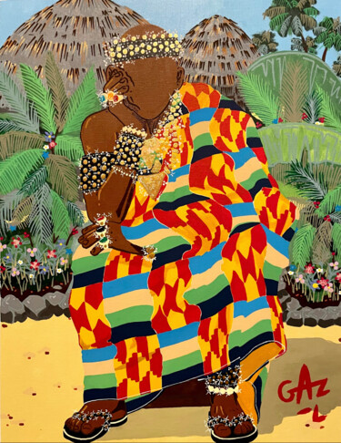 Schilderij getiteld "DJINO OSEI" door Hugues Matumona, Origineel Kunstwerk, Acryl
