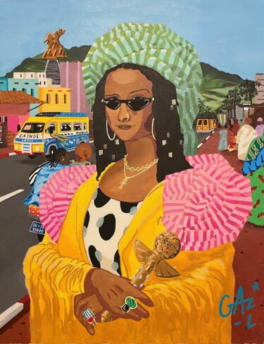 Painting titled "MONA SANKA" by Hugues Matumona, Original Artwork, Acrylic