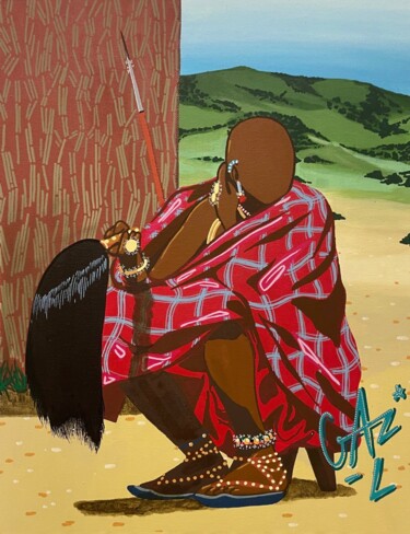 Schilderij getiteld "MAA DJINO" door Hugues Matumona, Origineel Kunstwerk, Acryl