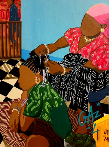 Malerei mit dem Titel "UPENDO WA MAMA" von Hugues Matumona, Original-Kunstwerk, Acryl