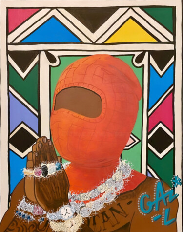 Malarstwo zatytułowany „AFRICAN DRIP - NDEB…” autorstwa Hugues Matumona, Oryginalna praca, Akryl