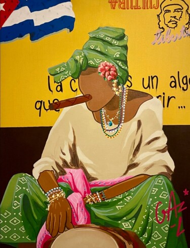 Schilderij getiteld "MA’HABANA" door Hugues Matumona, Origineel Kunstwerk, Acryl