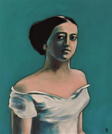 Schilderij getiteld "Portrait d'une jeun…" door Hugues Renck, Origineel Kunstwerk, Olie