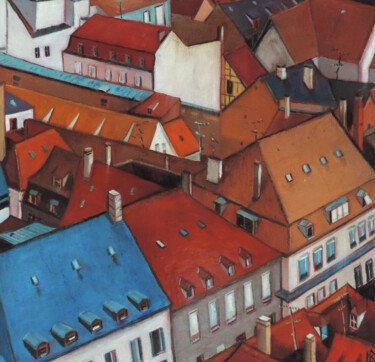 Peinture intitulée "Les toits de Strasb…" par Hugues Renck, Œuvre d'art originale, Acrylique