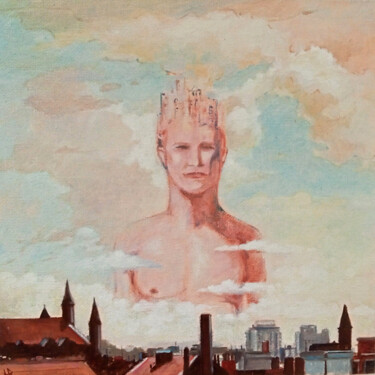 Pintura titulada "Le géant rose" por Hugues Renck, Obra de arte original, Oleo