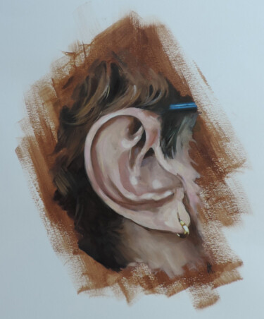 Painting titled "Une oreille" by Hugues Renck, Original Artwork, Acrylic