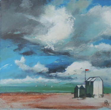 Peinture intitulée "Quatre cabanes blan…" par Hugues Renck, Œuvre d'art originale, Acrylique