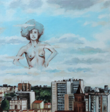 Malarstwo zatytułowany „Par dessus la ville” autorstwa Hugues Renck, Oryginalna praca, Olej