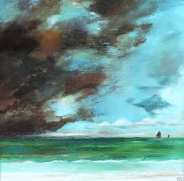Painting titled "Ciel mouvant et mer…" by Hugues Renck, Original Artwork, Acrylic