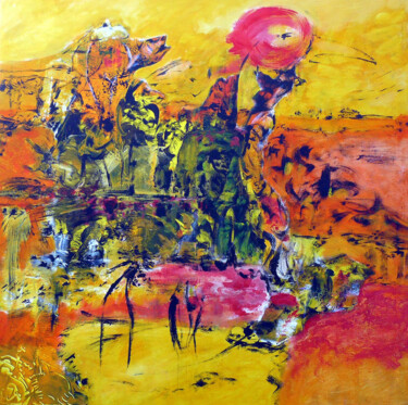 Painting titled "Le temps des corbea…" by Hugues Roy, Original Artwork, Acrylic