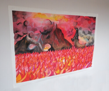 Рисунок под названием "Charon" - Hugues Wartelle, Подлинное произведение искусства, Пастель