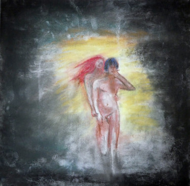 Peinture intitulée "Orphée et Eurydice" par Hugues Boucry, Œuvre d'art originale, Pastel