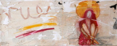 femme au chapeau Collages intitulée "femme au chapeau" par Hugues Boucry, Œuvre d'art originale, Autre