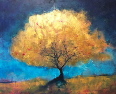 Peinture intitulée "arbre à dorer" par Hugues Boucry, Œuvre d'art originale, Acrylique